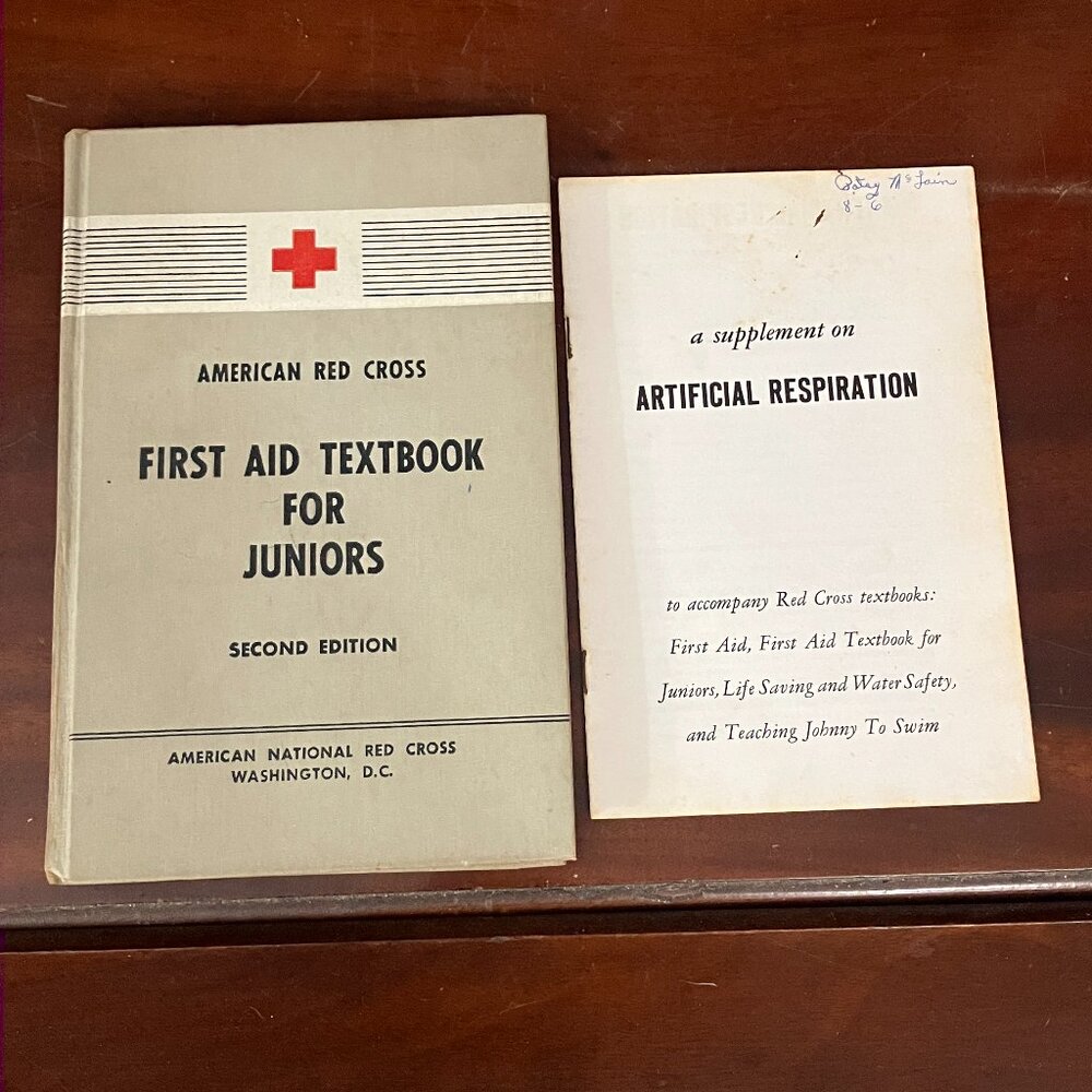 1953 American Red Cross First Aid Book for Juniors & 1962 Respiration Supplement